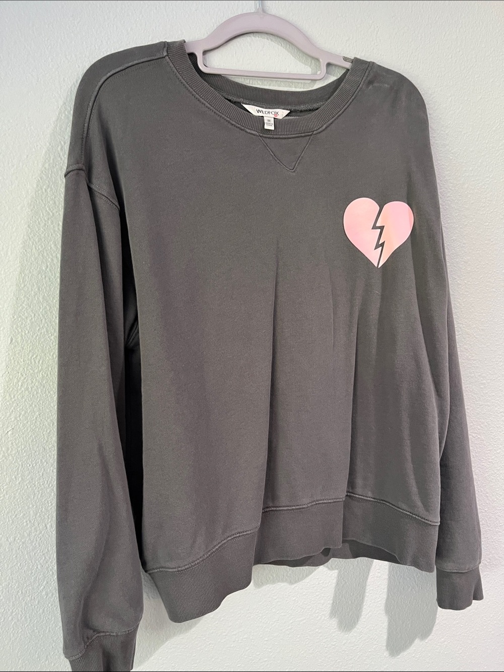 Wildfox Gray Crewneck Sweatshirt with Heart Wish it was Saturday - Picture 7 of 8